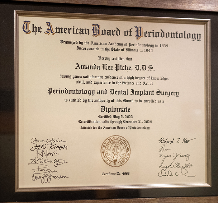 Dr. Amanda Certificates